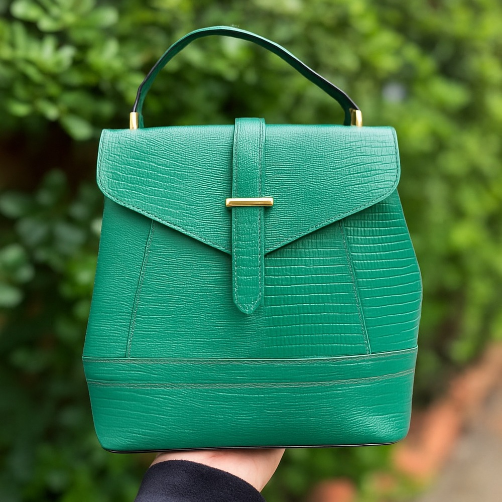 Divina Firenze Green Croc Embossed Convertible Handbag ~Made In Italy~ NWOT